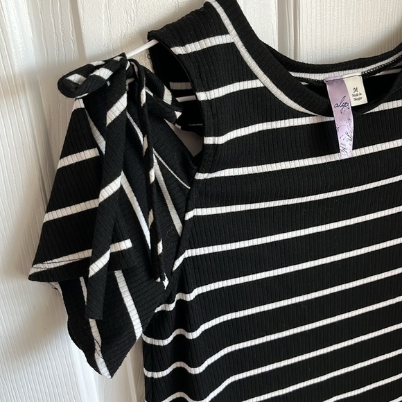 Alya - Women’s Black and White Striped Summer Dress size M - Picture 3 of 7